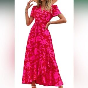 NWOT | Floral Red and Pink Maxi Dress